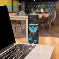 Personalized Elegant Wings and Dartboard Design Skinny Tumbler with Swirling Floral Patterns - Wonder Print Shop