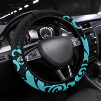 Elegant Wings and Dartboard Design Steering Wheel Cover with Swirling Floral Patterns - Wonder Print Shop