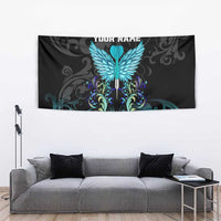 Personalized Elegant Wings and Dartboard Design Tapestry with Swirling Floral Patterns - Wonder Print Shop