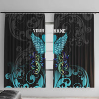 Personalized Elegant Wings and Dartboard Design Window Curtain with Swirling Floral Patterns - Wonder Print Shop