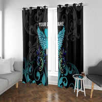 Personalized Elegant Wings and Dartboard Design Window Curtain with Swirling Floral Patterns - Wonder Print Shop