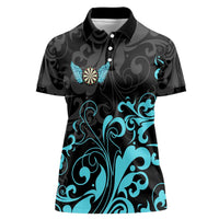 Personalized Elegant Wings and Dartboard Design Women Polo Shirt with Swirling Floral Patterns - Wonder Print Shop
