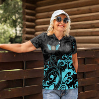 Personalized Elegant Wings and Dartboard Design Women Polo Shirt with Swirling Floral Patterns - Wonder Print Shop