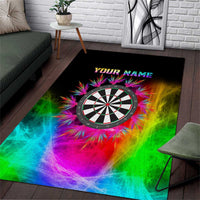 Personalized Colorful Neon Darts Area Rug with Bold Abstract Background - Wonder Print Shop