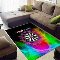 Personalized Colorful Neon Darts Area Rug with Bold Abstract Background - Wonder Print Shop