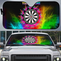 Personalized Colorful Neon Darts Auto Sun Shade with Bold Abstract Background - Wonder Print Shop
