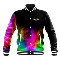 Personalized Colorful Neon Darts Baseball Jacket with Bold Abstract Background - Wonder Print Shop