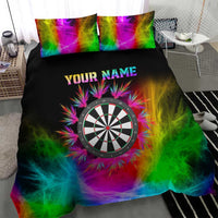 Personalized Colorful Neon Darts Bedding Set with Bold Abstract Background - Wonder Print Shop