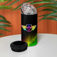 Personalized Colorful Neon Darts 4 in 1 Can Cooler Tumbler with Bold Abstract Background - Wonder Print Shop
