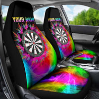 Personalized Colorful Neon Darts Car Seat Cover with Bold Abstract Background - Wonder Print Shop