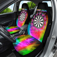 Personalized Colorful Neon Darts Car Seat Cover with Bold Abstract Background - Wonder Print Shop