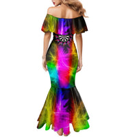 Personalized Colorful Neon Darts Family Matching Mermaid Dress and Hawaiian Shirt with Bold Abstract Background - Wonder Print Shop