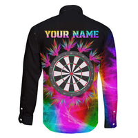 Personalized Colorful Neon Darts Family Matching Off Shoulder Short Dress and Hawaiian Shirt with Bold Abstract Background - Wonder Print Shop