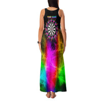 Personalized Colorful Neon Darts Family Matching Tank Maxi Dress and Hawaiian Shirt with Bold Abstract Background - Wonder Print Shop