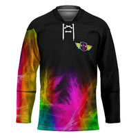 Personalized Colorful Neon Darts Hockey Jersey with Bold Abstract Background - Wonder Print Shop
