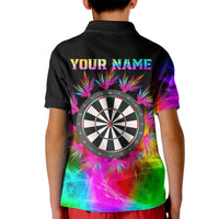Personalized Colorful Neon Darts Kid Polo Shirt with Bold Abstract Background - Wonder Print Shop