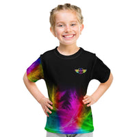 Personalized Colorful Neon Darts Kid T Shirt with Bold Abstract Background - Wonder Print Shop
