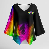 Personalized Colorful Neon Darts Kimono Sleeve Blouse with Bold Abstract Background - Wonder Print Shop
