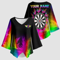 Personalized Colorful Neon Darts Kimono Sleeve Blouse with Bold Abstract Background - Wonder Print Shop