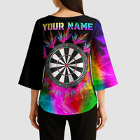 Personalized Colorful Neon Darts Kimono Sleeve Blouse with Bold Abstract Background - Wonder Print Shop