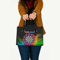 Personalized Colorful Neon Darts Leather Bag with Bold Abstract Background - Wonder Print Shop