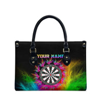 Personalized Colorful Neon Darts Leather Bag with Bold Abstract Background - Wonder Print Shop