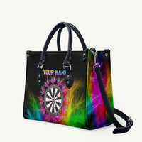 Personalized Colorful Neon Darts Leather Bag with Bold Abstract Background - Wonder Print Shop