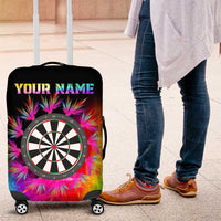 Personalized Colorful Neon Darts Luggage Cover with Bold Abstract Background - Wonder Print Shop