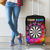 Personalized Colorful Neon Darts Luggage Cover with Bold Abstract Background - Wonder Print Shop