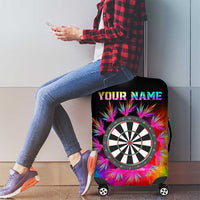 Personalized Colorful Neon Darts Luggage Cover with Bold Abstract Background - Wonder Print Shop