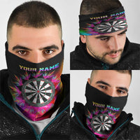 Colorful Neon Darts Neck Gaiter with Bold Abstract Background TS04