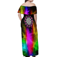 Personalized Colorful Neon Darts Off Shoulder Maxi Dress with Bold Abstract Background - Wonder Print Shop