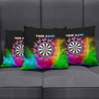 Personalized Colorful Neon Darts Pillow Cover with Bold Abstract Background - Wonder Print Shop