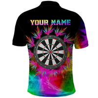 Personalized Colorful Neon Darts Polo Shirt with Bold Abstract Background - Wonder Print Shop