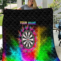 Personalized Colorful Neon Darts Quilt with Bold Abstract Background - Wonder Print Shop