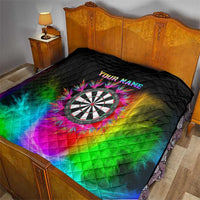 Personalized Colorful Neon Darts Quilt with Bold Abstract Background - Wonder Print Shop