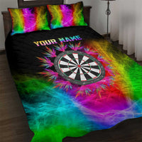 Personalized Colorful Neon Darts Quilt Bed Set with Bold Abstract Background - Wonder Print Shop