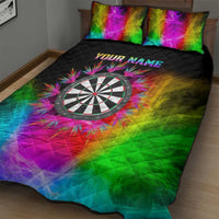 Personalized Colorful Neon Darts Quilt Bed Set with Bold Abstract Background - Wonder Print Shop
