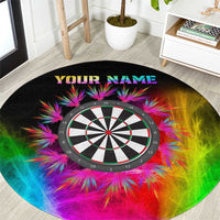 Personalized Colorful Neon Darts Round Carpet with Bold Abstract Background - Wonder Print Shop