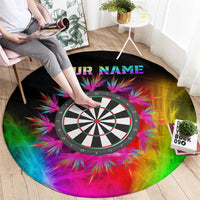 Personalized Colorful Neon Darts Round Carpet with Bold Abstract Background - Wonder Print Shop