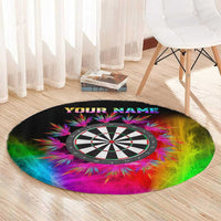 Personalized Colorful Neon Darts Round Carpet with Bold Abstract Background - Wonder Print Shop