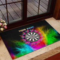 Personalized Colorful Neon Darts Rubber Doormat with Bold Abstract Background - Wonder Print Shop
