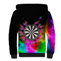 Personalized Colorful Neon Darts Sherpa Hoodie with Bold Abstract Background - Wonder Print Shop