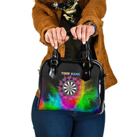 Personalized Colorful Neon Darts Shoulder Handbag with Bold Abstract Background - Wonder Print Shop