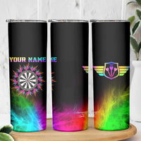 Personalized Colorful Neon Darts Skinny Tumbler with Bold Abstract Background - Wonder Print Shop