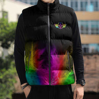 Personalized Colorful Neon Darts Sleeveless Puffer Jacket with Bold Abstract Background - Wonder Print Shop