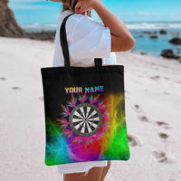 Personalized Colorful Neon Darts Tote Bag with Bold Abstract Background - Wonder Print Shop