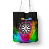 Personalized Colorful Neon Darts Tote Bag with Bold Abstract Background - Wonder Print Shop
