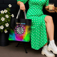 Personalized Colorful Neon Darts Tote Bag with Bold Abstract Background - Wonder Print Shop