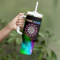 Personalized Colorful Neon Darts Tumbler With Handle with Bold Abstract Background - Wonder Print Shop